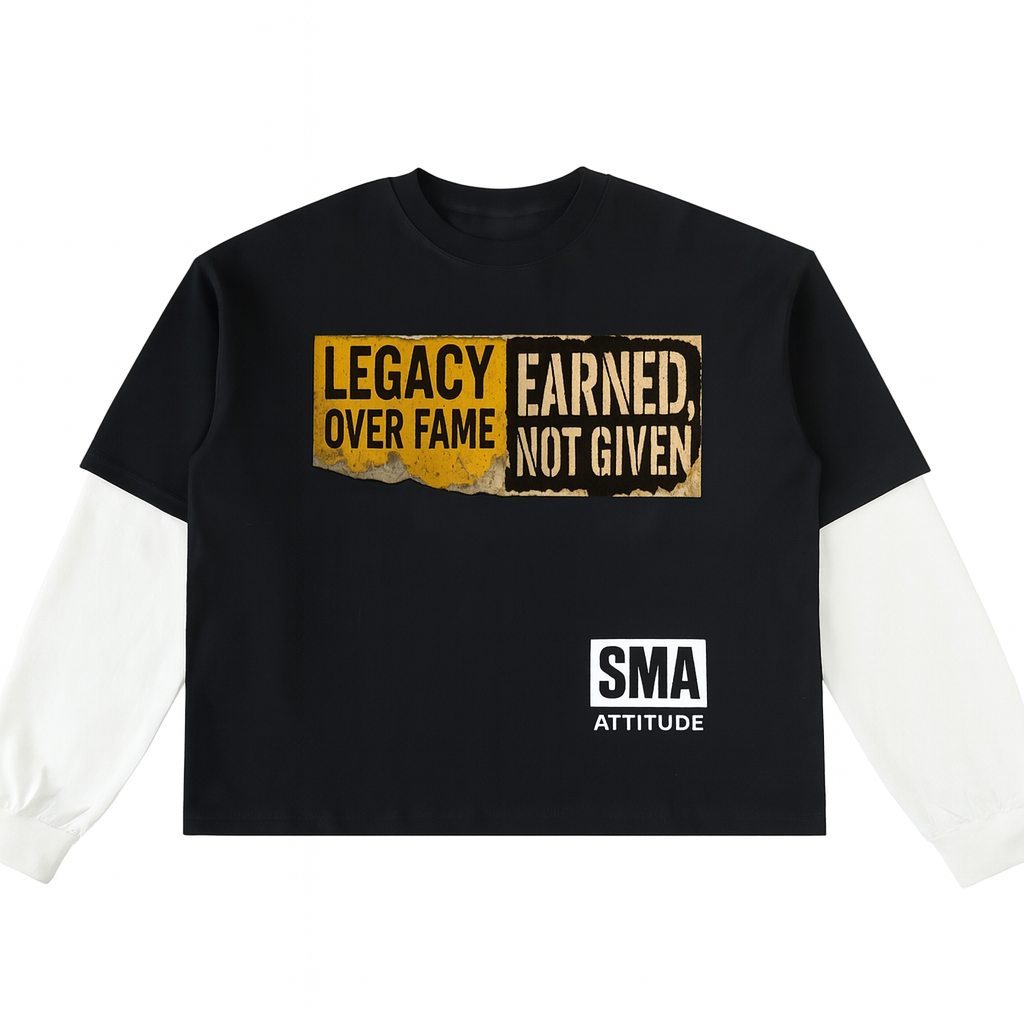 Layered Contrast Sleeve Cotton T-Shirt