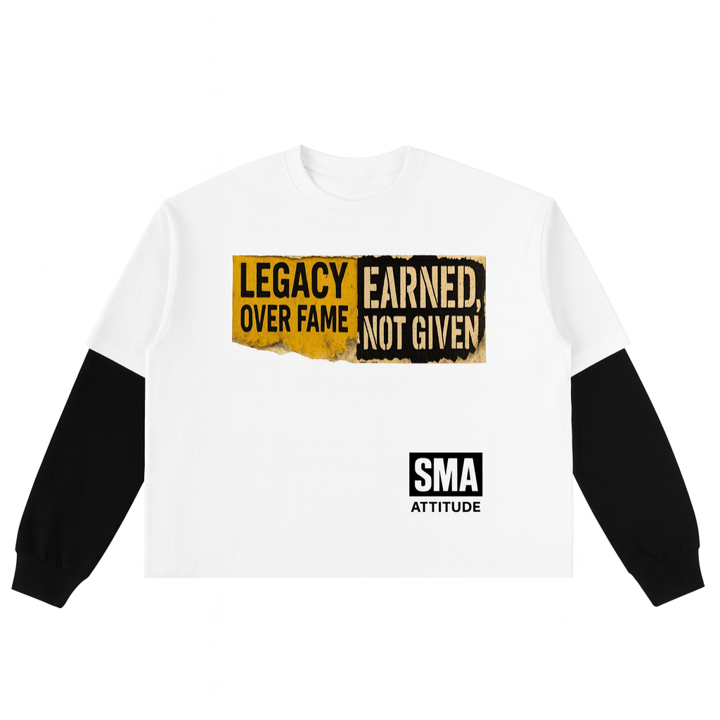 Layered Contrast Sleeve Cotton T-Shirt