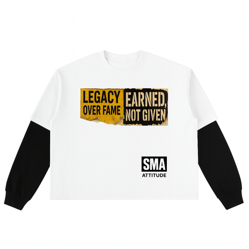 Layered Contrast Sleeve Cotton T-Shirt